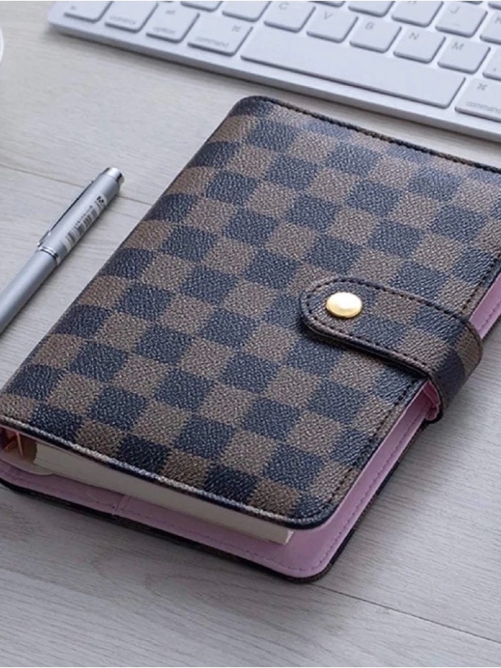 #52. A6 Size Ring Agenda Checkered Pattern Planner Notebook